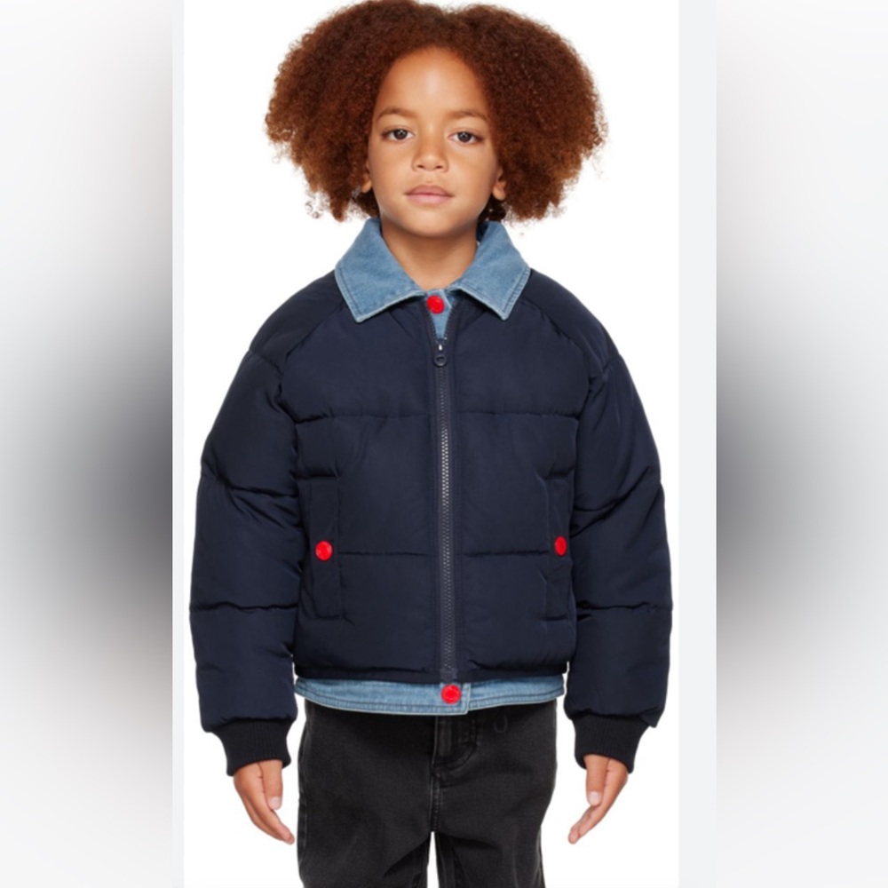 Used size 12 MARC JACOBS kids
Denim-trimmed Puffer Jacket In Navy